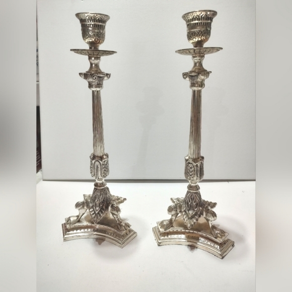 Judaica Shabbat Sabbath Polish silver plated candlesticks - Picture 4 of 10